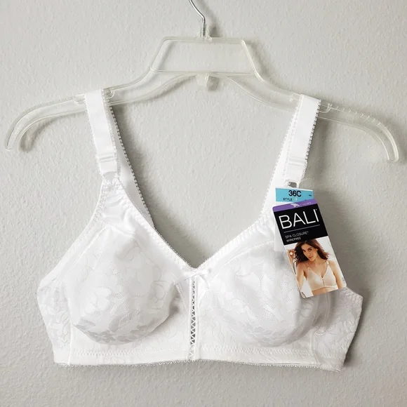 Bali NWT Spa Closure Wirefree White Bra With Floral Pattern, Size 36C - Picture 11 of 16